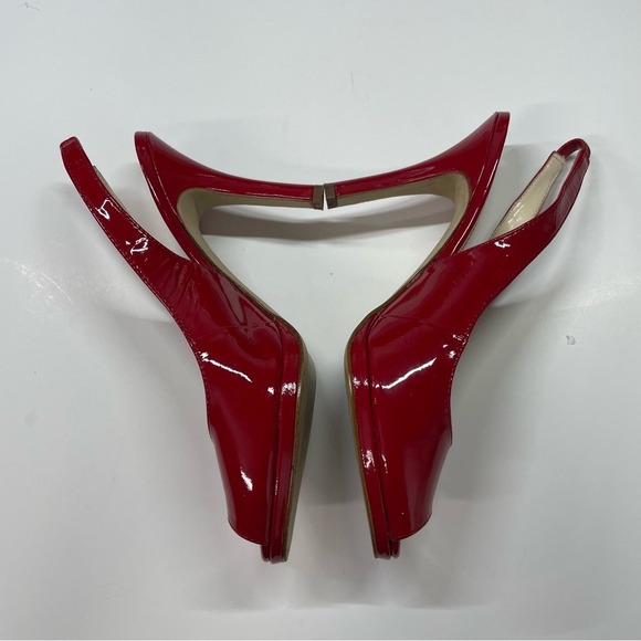 Anne Klein Red Patent Leather Slingback Heels Open Toe Size 6.5M - Picture 4 of 8